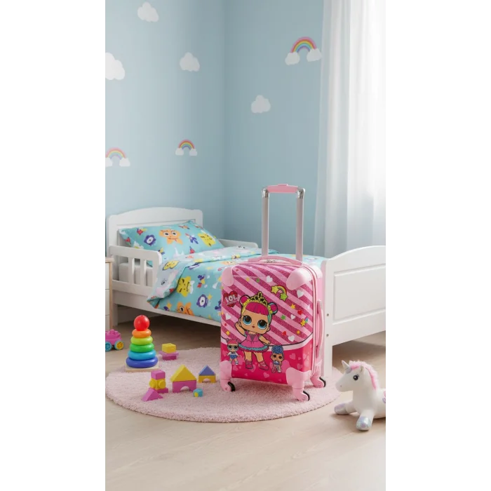 Beyaz Pembe ABS Şıklık 360° Tekerlekli Kabin Boy Çocuk Valizi