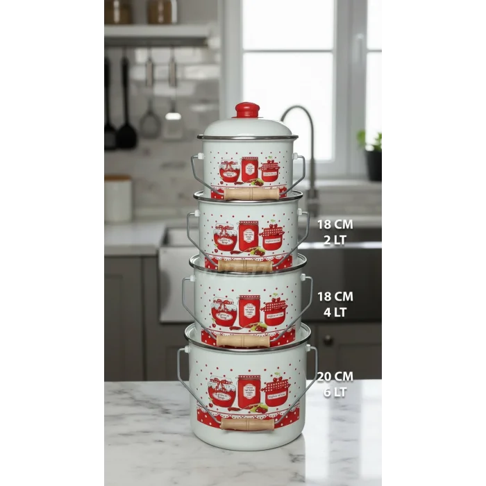 Zarif İtalyan Emaye Yoğurt & Tencere Seti – Lüks ve Dayanıklı Mutfak Ekipmanı