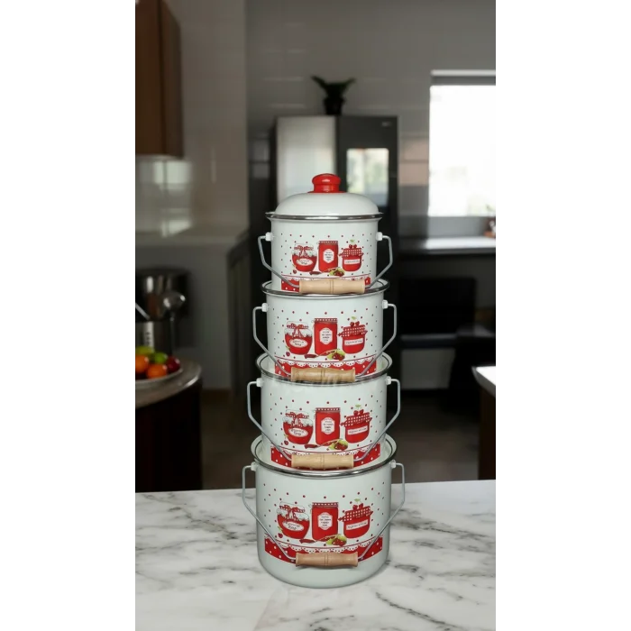 Zarif İtalyan Emaye Yoğurt & Tencere Seti – Lüks ve Dayanıklı Mutfak Ekipmanı