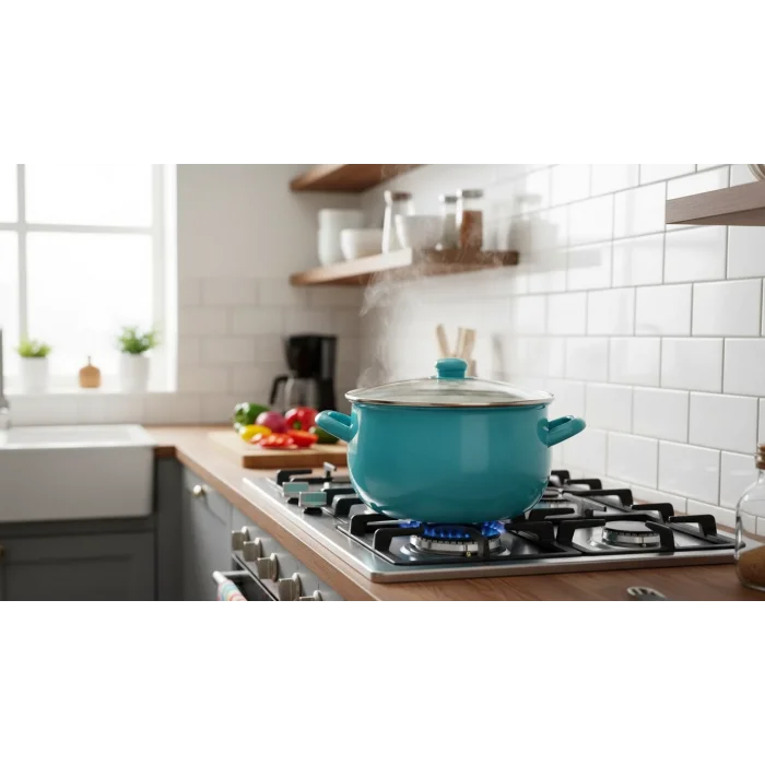 Turkuaz Lüks Emaye Derin Bombeli Yoğurt Tenceresi 5.5 Litre