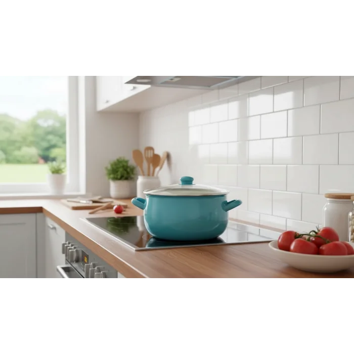 Turkuaz Lüks Emaye Derin Bombeli Yoğurt Tenceresi 5.5 Litre