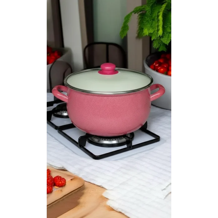 Luxe Emaye 24 cm Kırmızı Yoğurt Tenceresi – 5.5 L