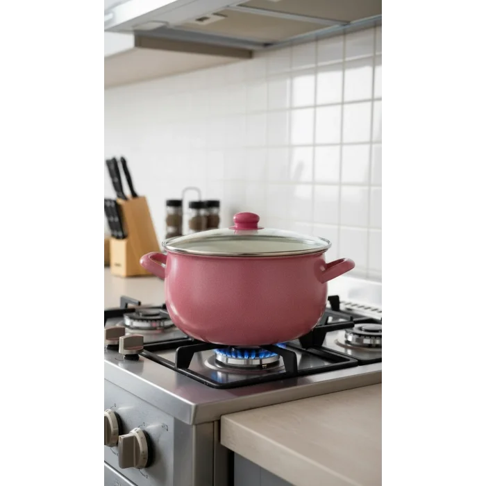 Luxe Emaye 24 cm Kırmızı Yoğurt Tenceresi – 5.5 L