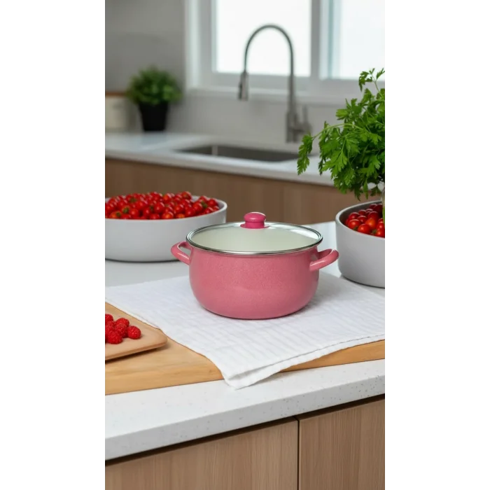 Luxe Emaye 24 cm Kırmızı Yoğurt Tenceresi – 5.5 L