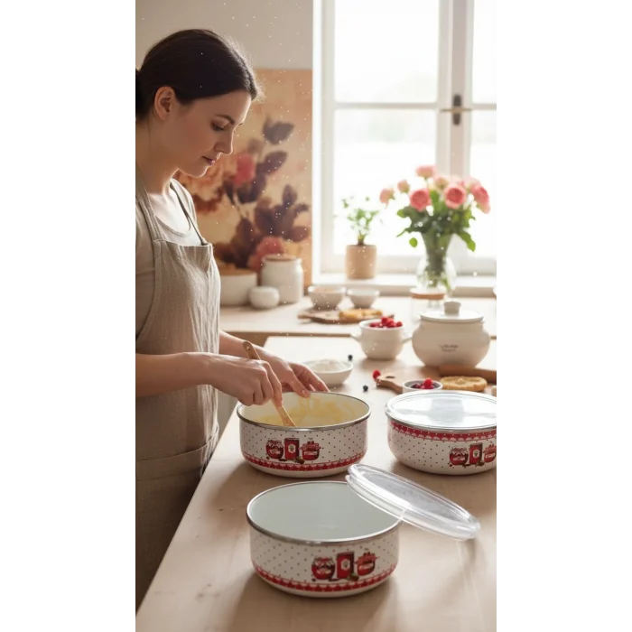 Prestijl reçel Emaye 3lü Saklama Seti – 14/16/18 cm