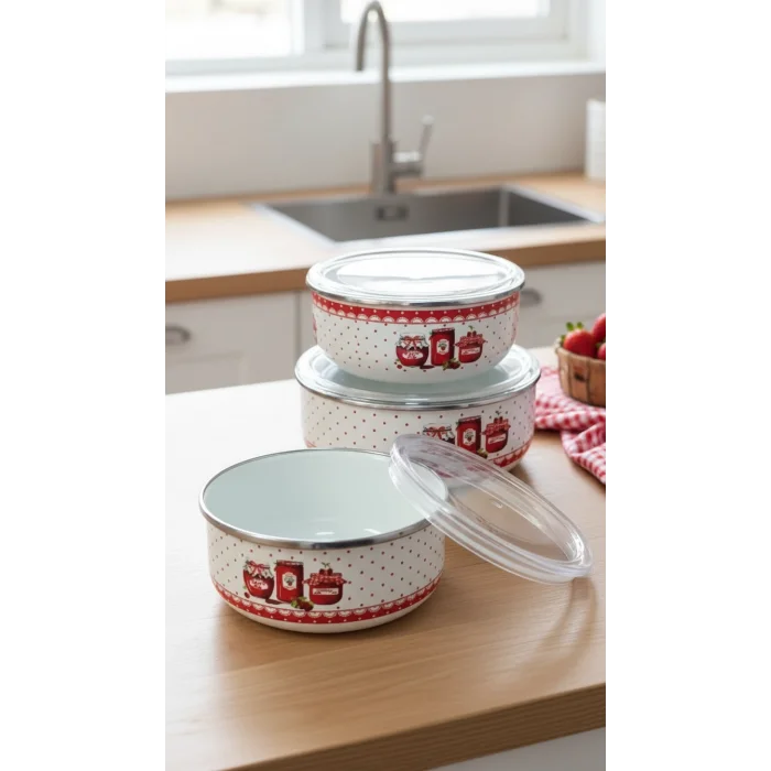 Prestijl reçel Emaye 3lü Saklama Seti – 14/16/18 cm