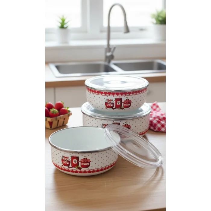 Prestijl reçel Emaye 3lü Saklama Seti – 14/16/18 cm