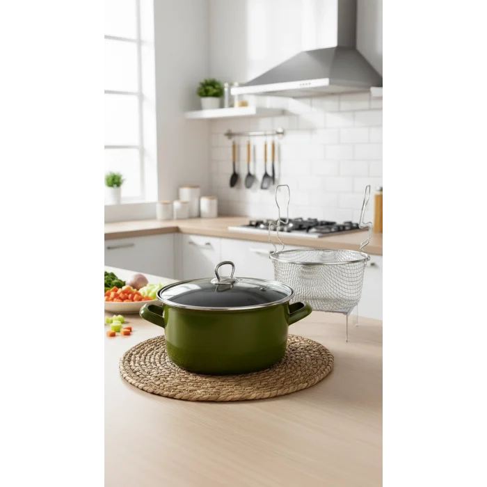 Milano Premium 22 cm Zeytin Yeşili Kızartma Tenceresi – 4,5 L