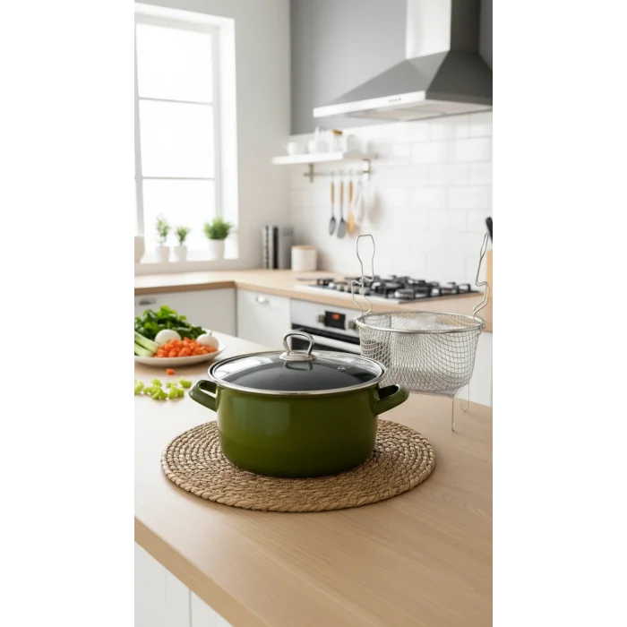 Milano Premium 22 cm Zeytin Yeşili Kızartma Tenceresi – 4,5 L