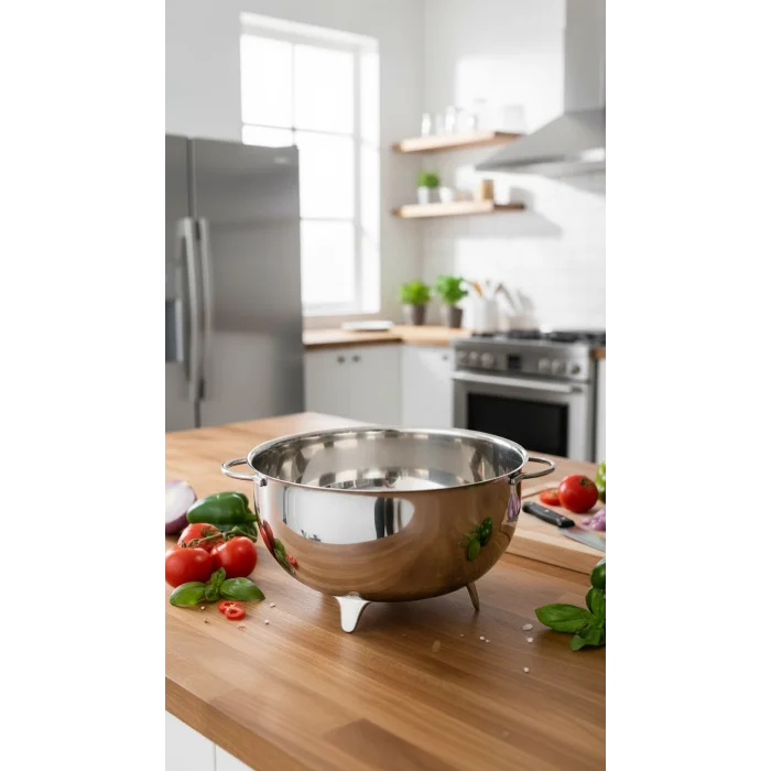 Lüx 25 cm Paslanmaz Çelik Ayaklı Makarna & Pirinç Süzgeci