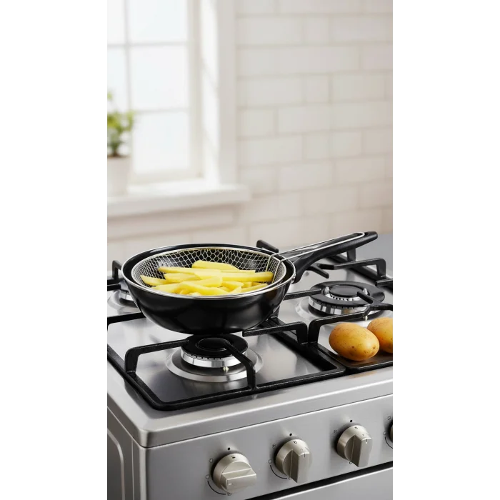 Lüx Elite 26 cm Lüks Fritöz Kızartma Tavası – Siyah Şıklık