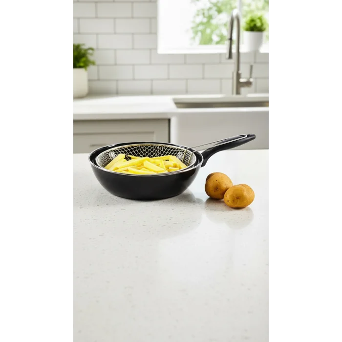 Lüx Elite 26 cm Lüks Fritöz Kızartma Tavası – Siyah Şıklık