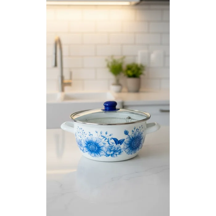 Torino Mavi Emaye Kızartma Tenceresi 22 cm – Premium Şıklık