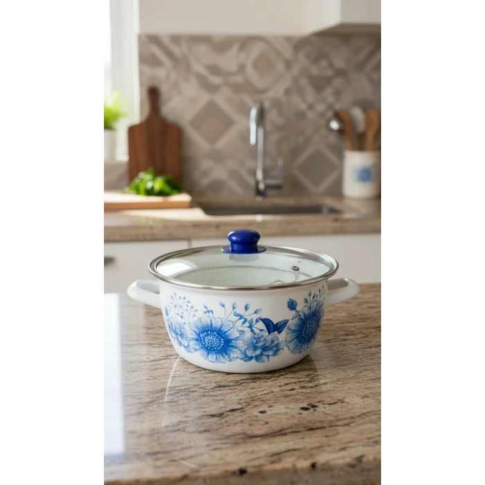 Torino Mavi Emaye Kızartma Tenceresi 22 cm – Premium Şıklık