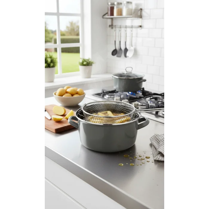 Milano Kızartma Tenceresi Antrasit Gri 22 Cm 4,5 Lt