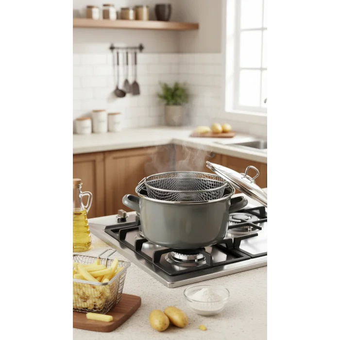 Milano Kızartma Tenceresi Antrasit Gri 22 Cm 4,5 Lt