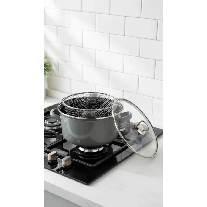 Milano Kızartma Tenceresi Antrasit Gri 22 Cm 4,5 Lt