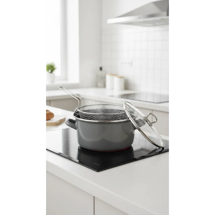 Milano Kızartma Tenceresi Antrasit Gri 22 Cm 4,5 Lt