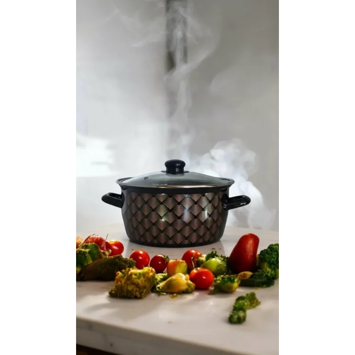 Lüks Siyah Desenli 22 cm Kızartma Tenceresi – 4,5 Lt
