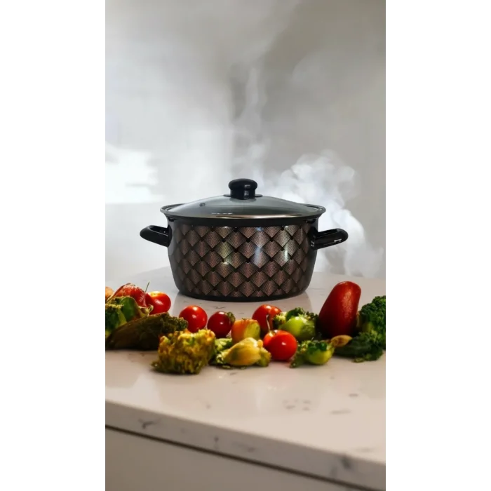 Lüks Siyah Desenli 22 cm Kızartma Tenceresi – 4,5 Lt