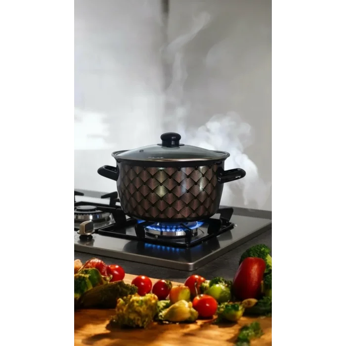 Lüks Siyah Desenli 22 cm Kızartma Tenceresi – 4,5 Lt