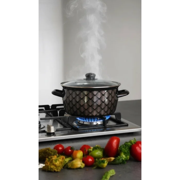 Lüks Siyah Desenli 22 cm Kızartma Tenceresi – 4,5 Lt