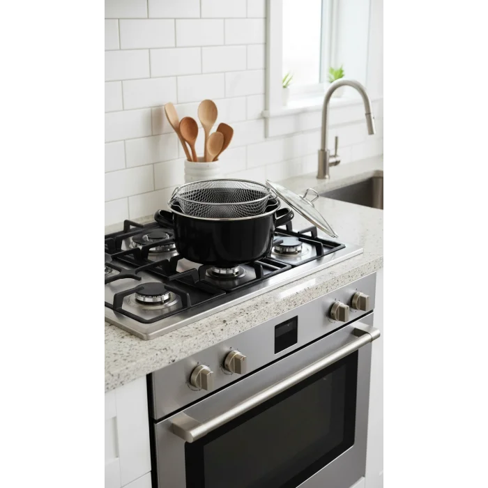 Nishev Lüks 26 cm Siyah Kızartma Tenceresi – 5,5 Lt