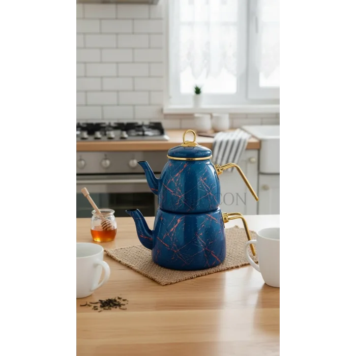 Lüks Kırık Mermer Çaydanlık Takımı – Özel Tasarım Serisi