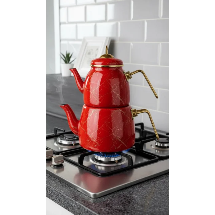 Prestij Kırık Mermer Çaydanlık Seti – Özel Tasarım