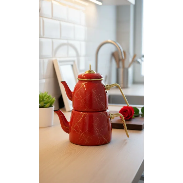 Prestij Kırık Mermer Çaydanlık Seti – Özel Tasarım