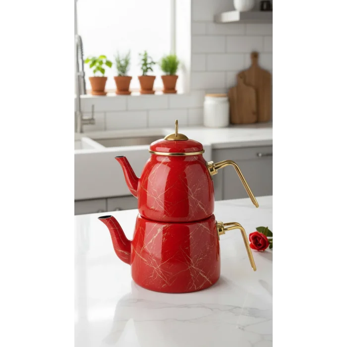 Prestij Kırık Mermer Çaydanlık Seti – Özel Tasarım