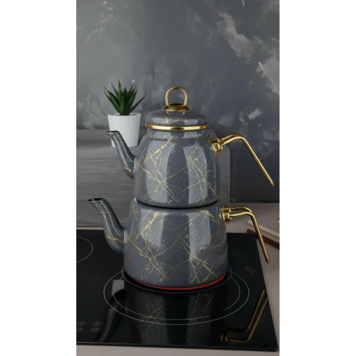 Protokol London Kırık Mermer Dokunuşlu Şık Çaydanlık Seti