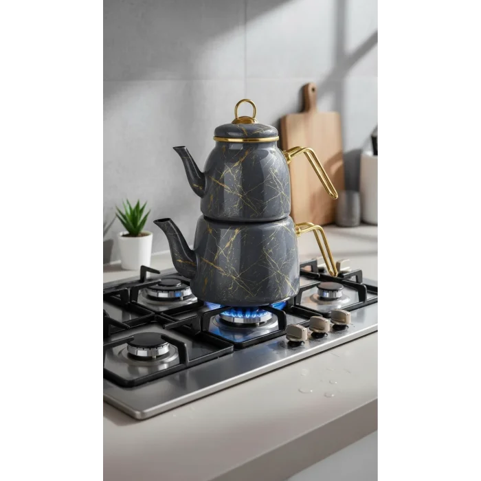 Protokol London Kırık Mermer Dokunuşlu Şık Çaydanlık Seti