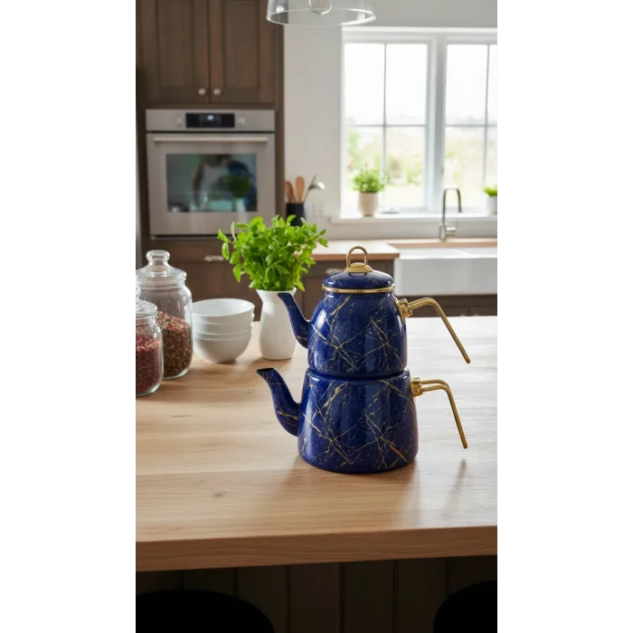 Protokol London Kırık Mermer Lüks Çaydanlık Takımı