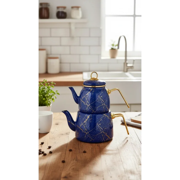 Protokol London Kırık Mermer Lüks Çaydanlık Takımı