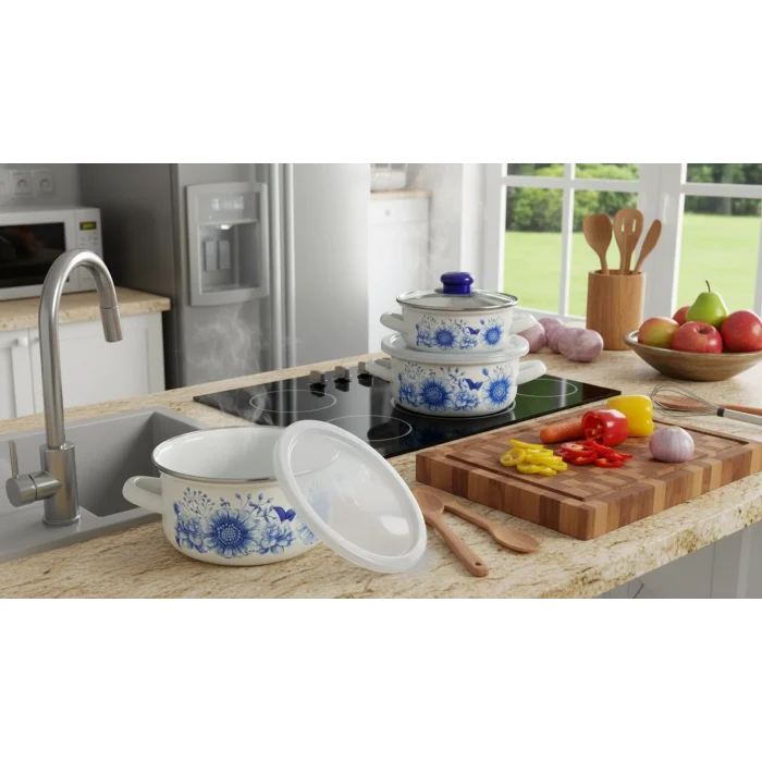 İtalyan Merve Prestige 3lü Emaye Tencere Seti 14/16/18 cm – Pişir & Sakla