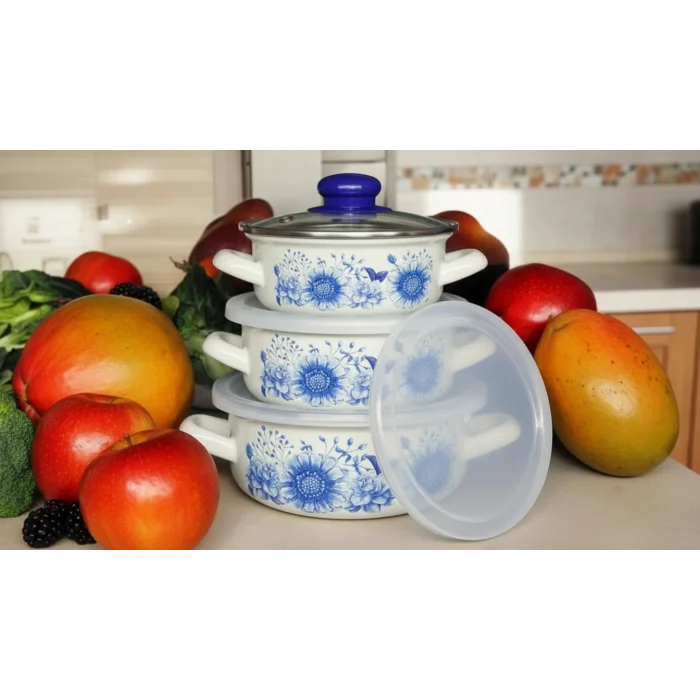 İtalyan Merve Prestige 3lü Emaye Tencere Seti 14/16/18 cm – Pişir & Sakla