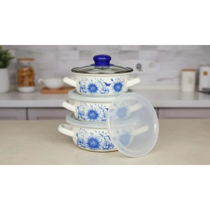 İtalyan Merve Prestige 3lü Emaye Tencere Seti 14/16/18 cm – Pişir & Sakla