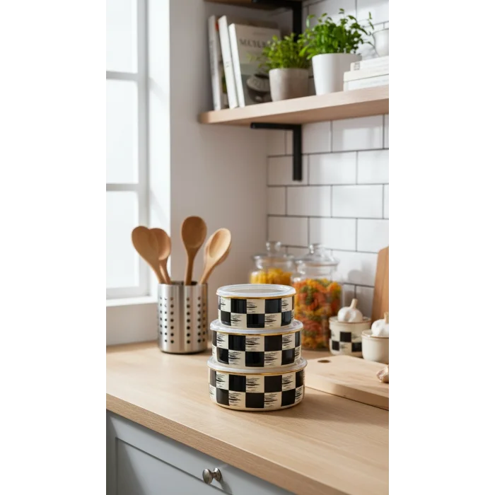 İtalyan Dama Model 3lü Saklama Kabı Seti 14/16/18 cm