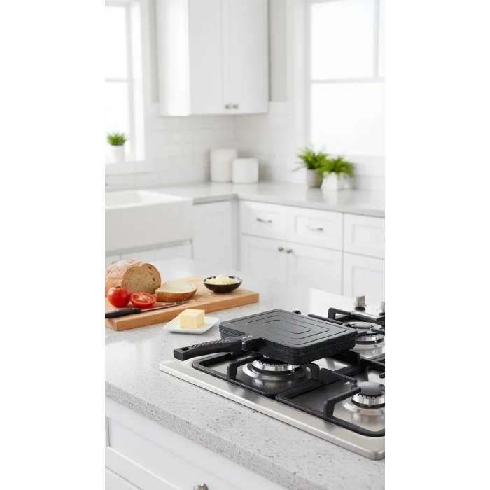 Lüx Granit Döküm Ocak Üstü El Tost & Kızartma Makinesi