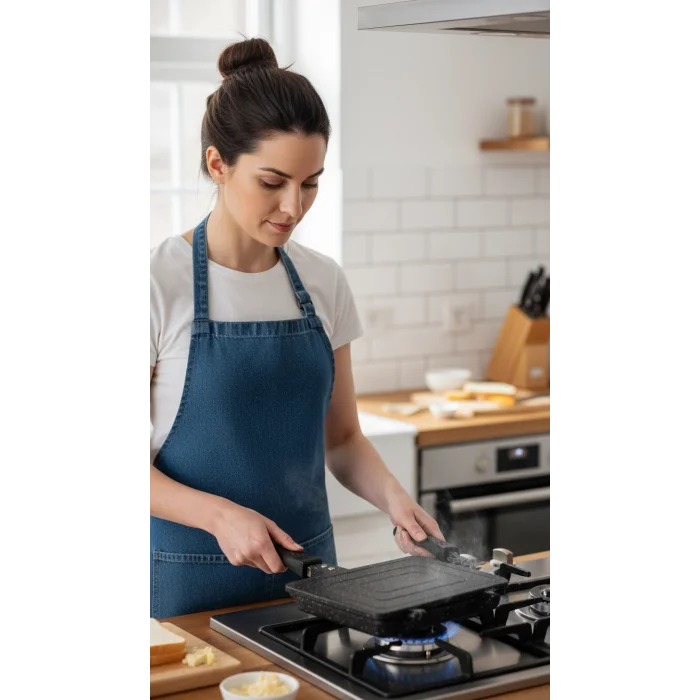 Lüx Granit Döküm Ocak Üstü El Tost & Kızartma Makinesi