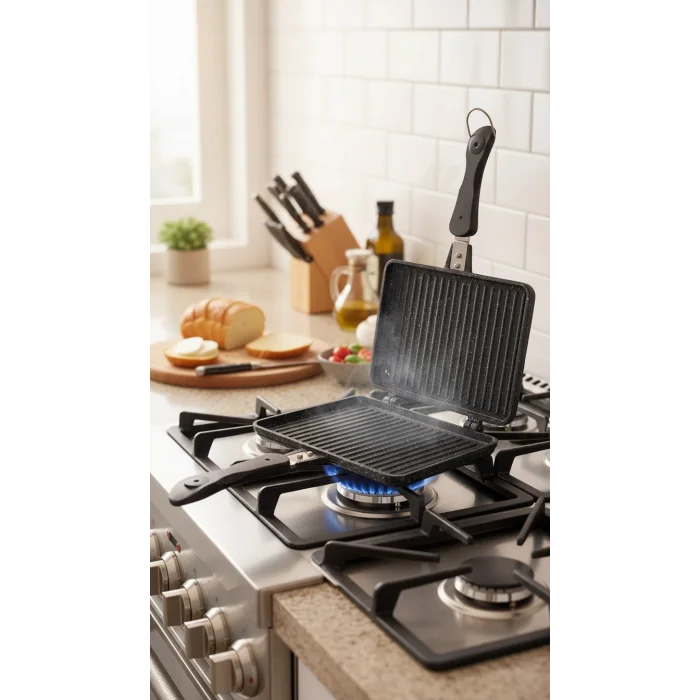 Lüx Döküm Granit Ocak Üstü El Tost Makinesi