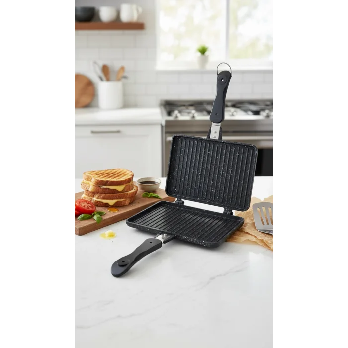 Lüx Döküm Granit Ocak Üstü El Tost Makinesi