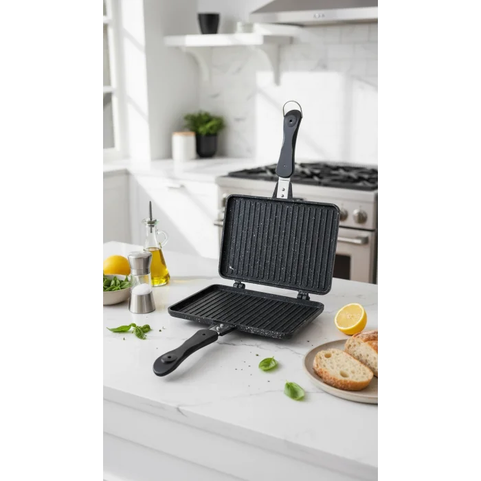 Lüx Döküm Granit Ocak Üstü El Tost Makinesi