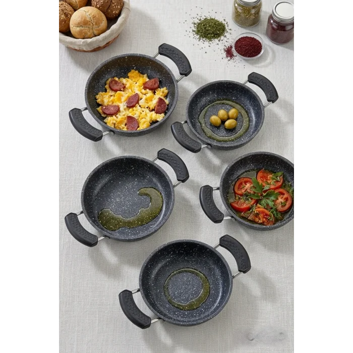 Nishev Premium 5li Çift Silikon Yanmaz Tava ve Sahan Tutucu Seti