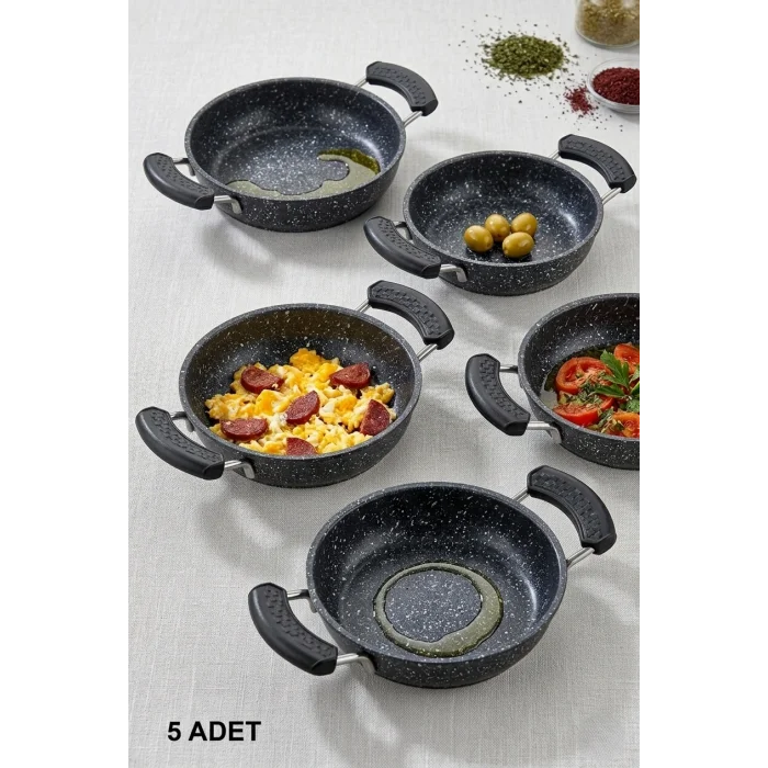 Nishev Premium 5li Çift Silikon Yanmaz Tava ve Sahan Tutucu Seti