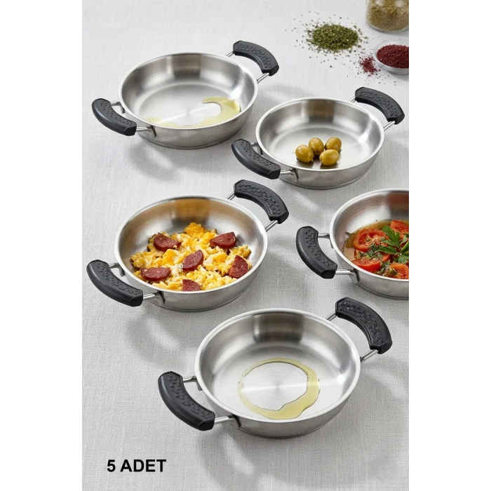 Nishev Premium 5li Çift Silikon Yanmaz Tava ve Sahan Tutucu Seti