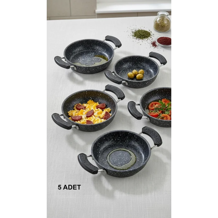 Nishev Premium 5li Çift Silikon Yanmaz Tava ve Sahan Tutucu Seti