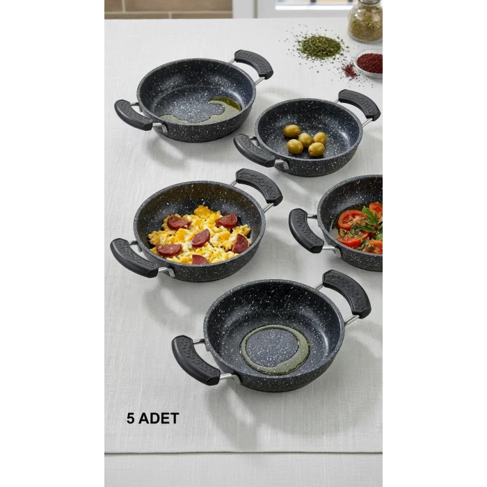 Nishev Premium 5li Çift Silikon Yanmaz Tava ve Sahan Tutucu Seti