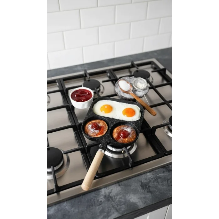 Krep Ve Omlet Tavası 3 Bölmeli Döküm